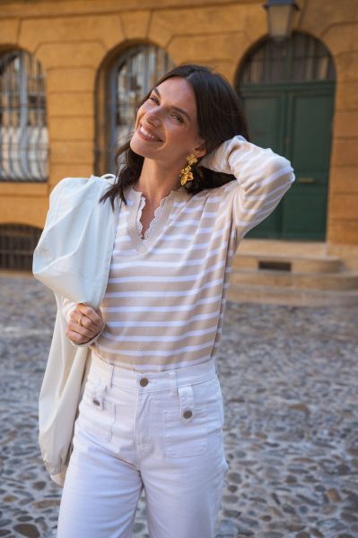 Дамски раиран пуловер Mathilda